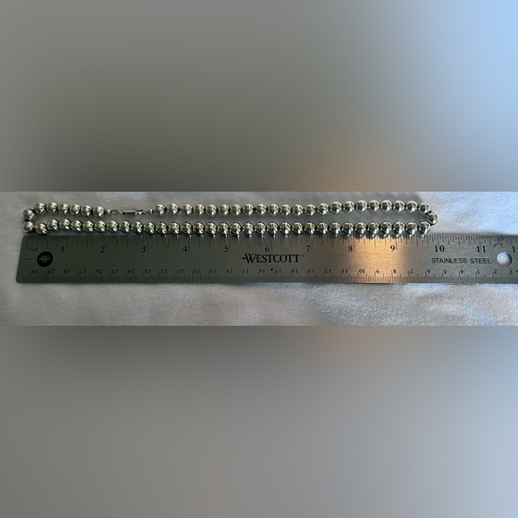 Elegant 925 Italy 9.5” Silver 8mm 57g Beaded Necklace - Picture 6 of 6